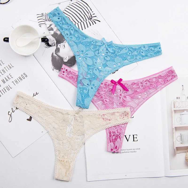 Sexy underwear womens lace silk underwear low waist V-waist fabric cotton crotch breathable fast drying sports underwear W250103
