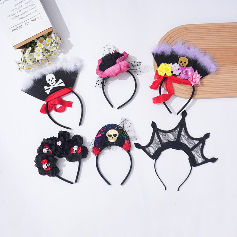 New Halloween funny skull headband pirate ship headscarf children's cute party internet celebrity outfit hair accessories