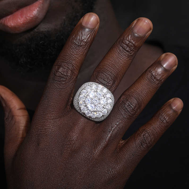 White Gold Sterg Sier Round Brilliant Cut Vvs Moissanite Dia Men Iced Out Fine Ring Jewelry