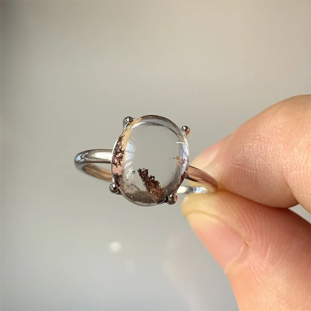 Natural quartz womens ring garden quartz treatment beads real crystal 925 silver jewelry magic natural landscape quartz 250102