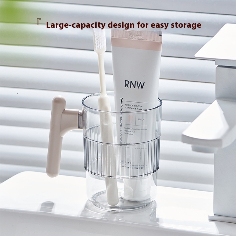 Student-Friendly Transparent Toothbrush Cup with Handle