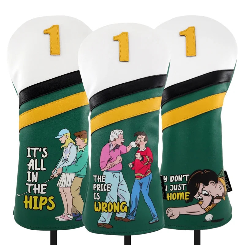 Golf Club Head Covers Funny Golf Driver Head Cover Leather Headcovers Set for Men and Women All in the Hips Go Home Ball 240102