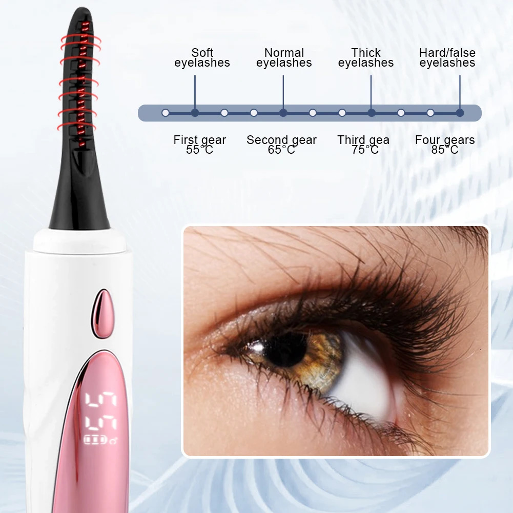 Heated Eyelash Curler 4 Temp Settings Electric Eyelash Curler USB Rechargeable Lash Curling Tool Lash Curler for Women 241226