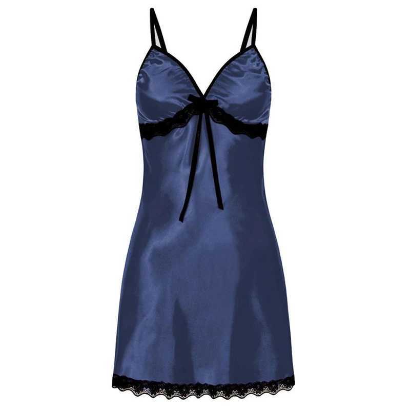 Womens sexy sleepwear lace silk satin sleepwear sleeveless sleepwear V-neck sleepwear plus size sleepwear W250103