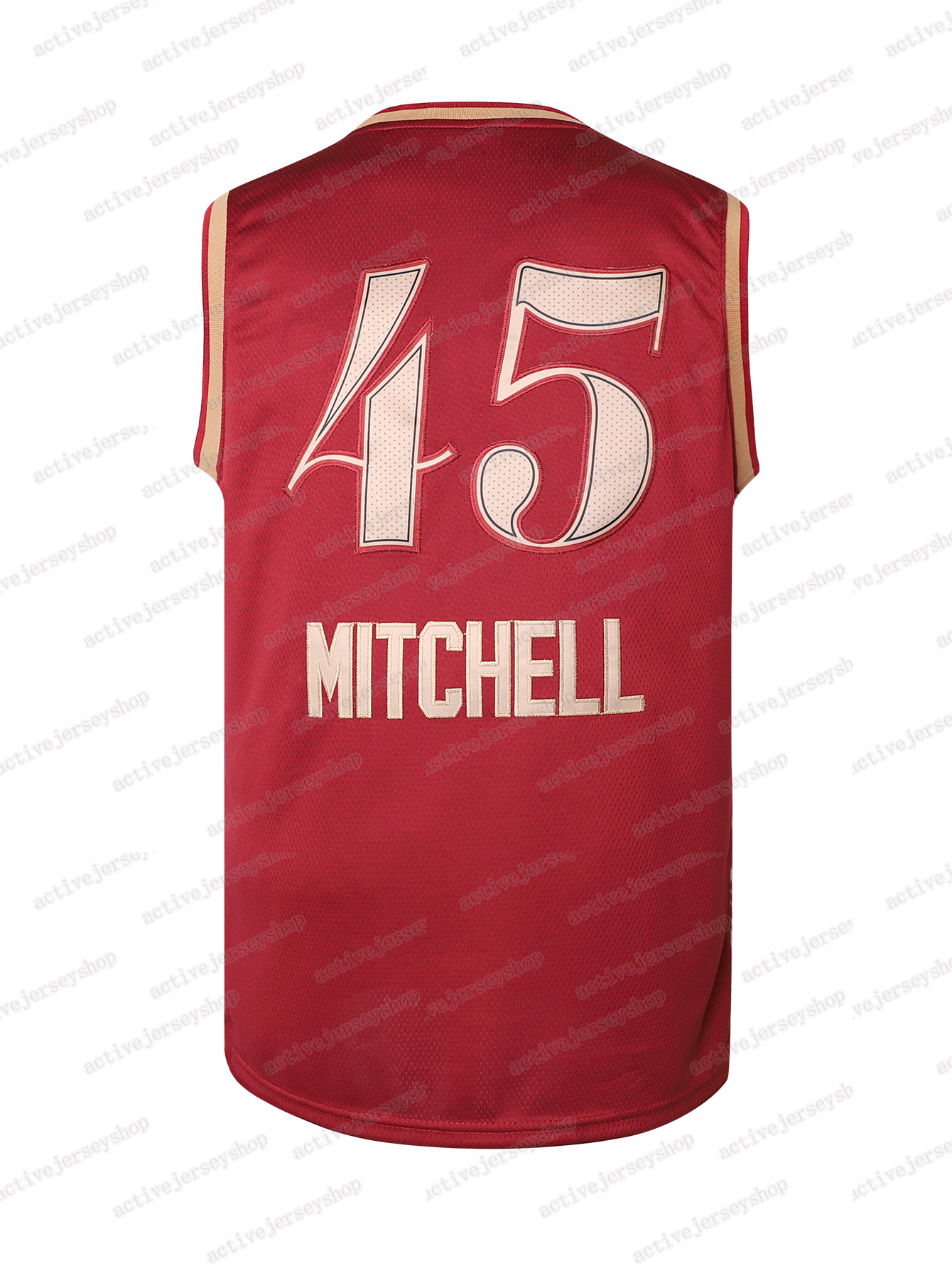 Men 45Mitchell Embroidered Basketball Jersey Breathable Stretchy Sleeveless Sports Uniform for Training Competition Parties Free shiping