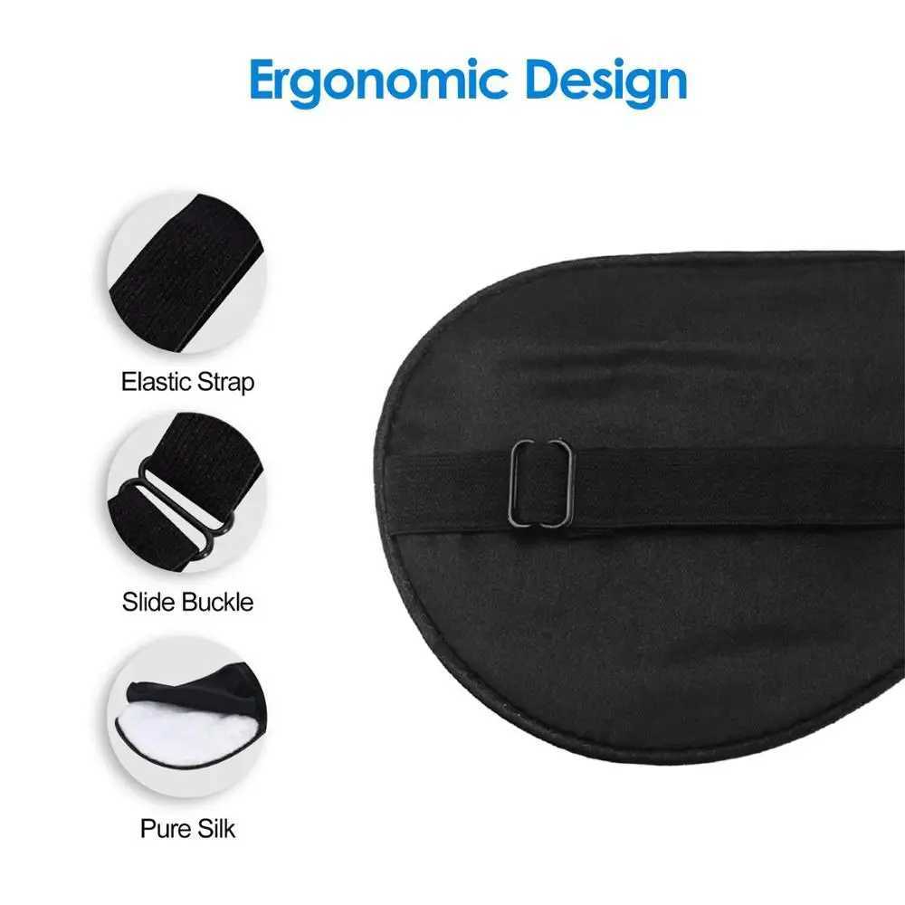 Breathable Silk Sleep Mask Eyeshade Black Sleeping Mask Eye Shade Cover Blindfolds Travel Sleeping Eye Mask Trip Relax GadgetXJ250103