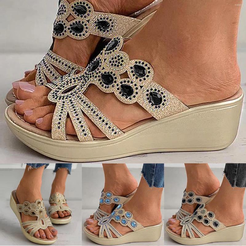 Sandals Summer Crystal Shoes Peep Toe Flat Designer Women 2025 Ladies Boho Slides Slippers atos Mujer zhanyishengli