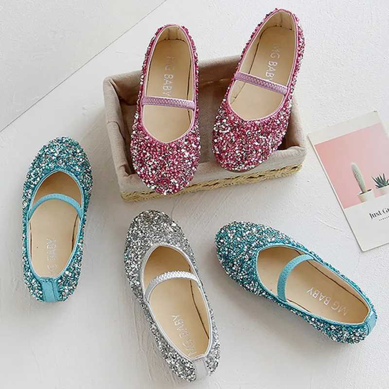 Early Autumn Girls and Childrens Apartment Preschool Apartment Shoe Glitter Mary Jens Student Casual Lightweight Apartment Shoes M250103