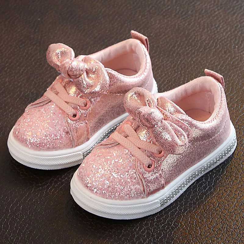 Spring and Autumn Childrens Shoes Fashion Bow Girls Sparkle Sports Shoes Baby Childrens Boys Casual Sports Shoes 3 Colors CSH920 M250103