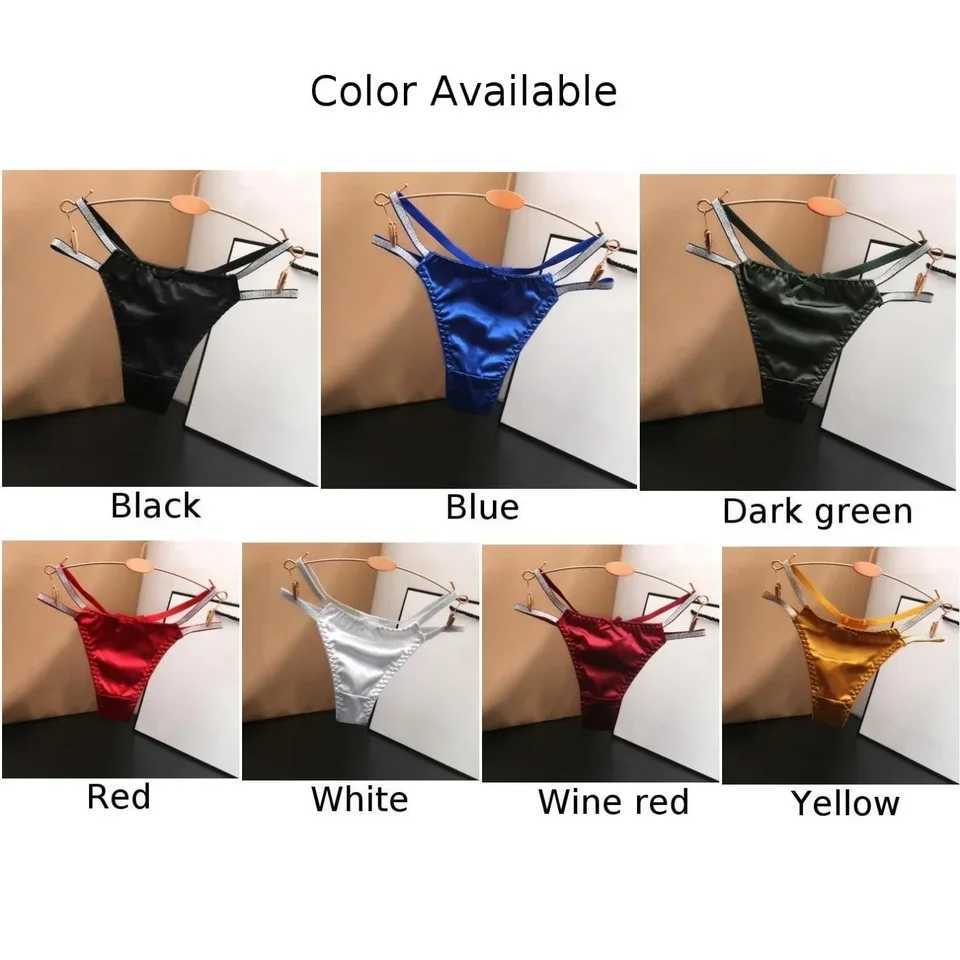 Womens silk satin thong underwear hollow T-shaped back G-shaped thong low waist knitted underwear sexy thong W250103