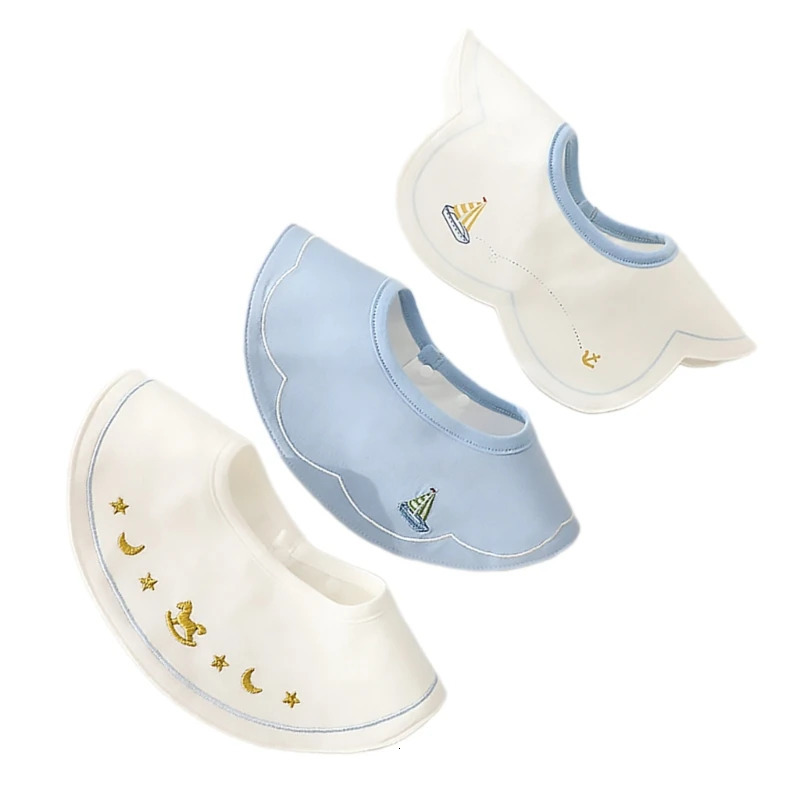 57EE Set of 3 Waterproof Comfortable Baby Bibs with Embroidery for Protections Gift 250103