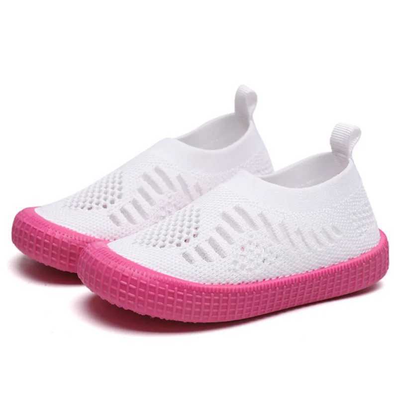 Childrens sports shoes knitted breathable mesh childrens shoes suitable for girls and boys white bottom childrens sports shoes CSH1142 M250103