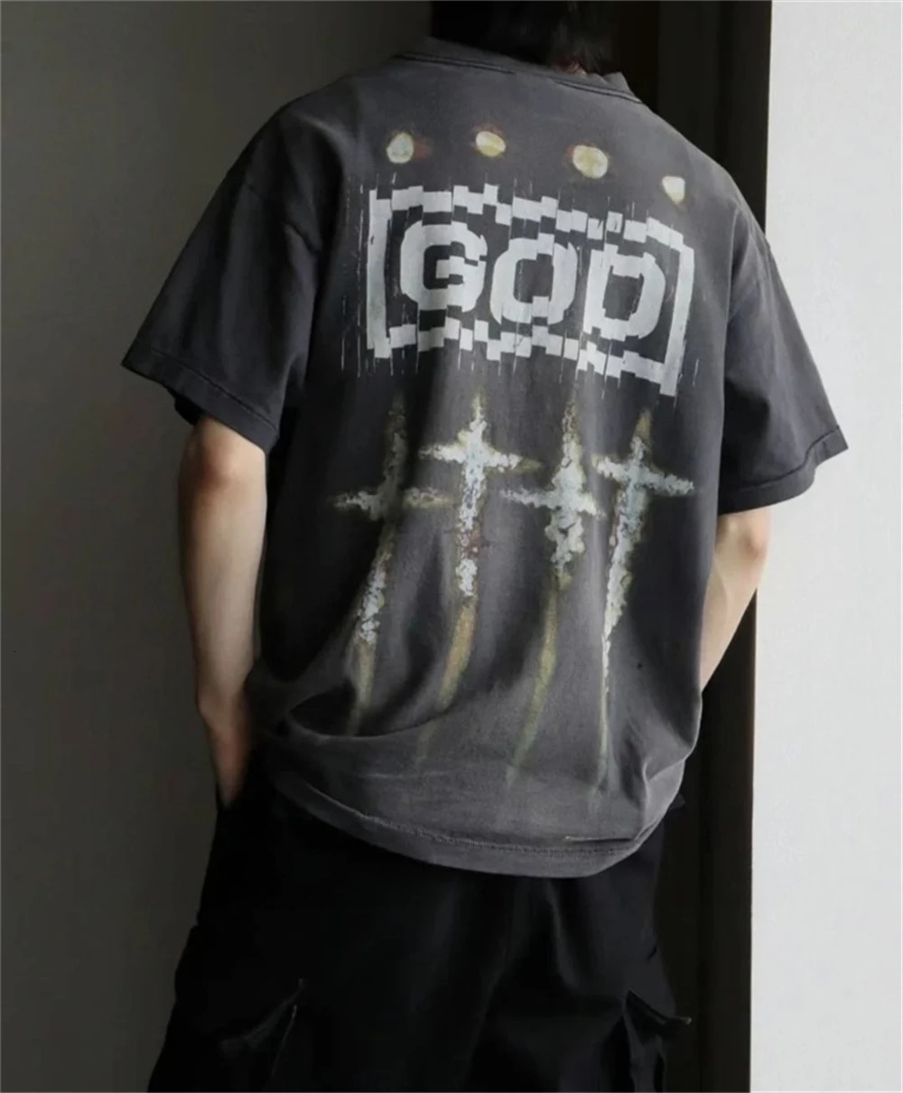High Quality Vintage NIN Double sided Printed American High Street Retro Round Neck Short Sleeve Rock Street Oversize T-shirt 241230