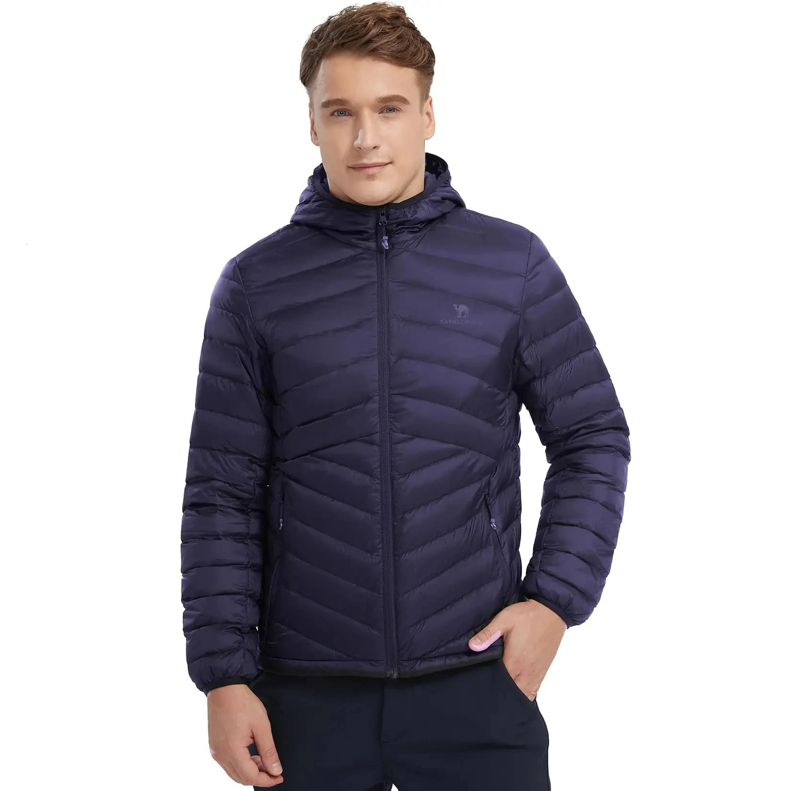 GOLDEN CMAEL Mens Packable Down Jackets Hooded Lightweight Puffer Insulated Winter Coat for Men Travel Outdoor Hiking Jacket 250102