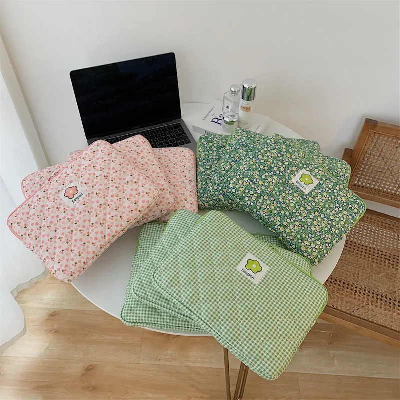 Laptop Bag 13.314 InchSleeve Case For Macbook Air Pro Notebook Computer PC Lady Women Flowers Lattice Gift Dropship 8827 250102