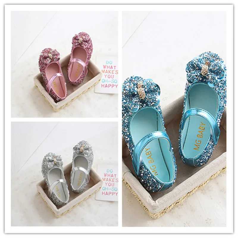 Fashion Girls Shoes Kids Flats Shoes sequins rhinestone princess bow Flats Shoes Fall M250103