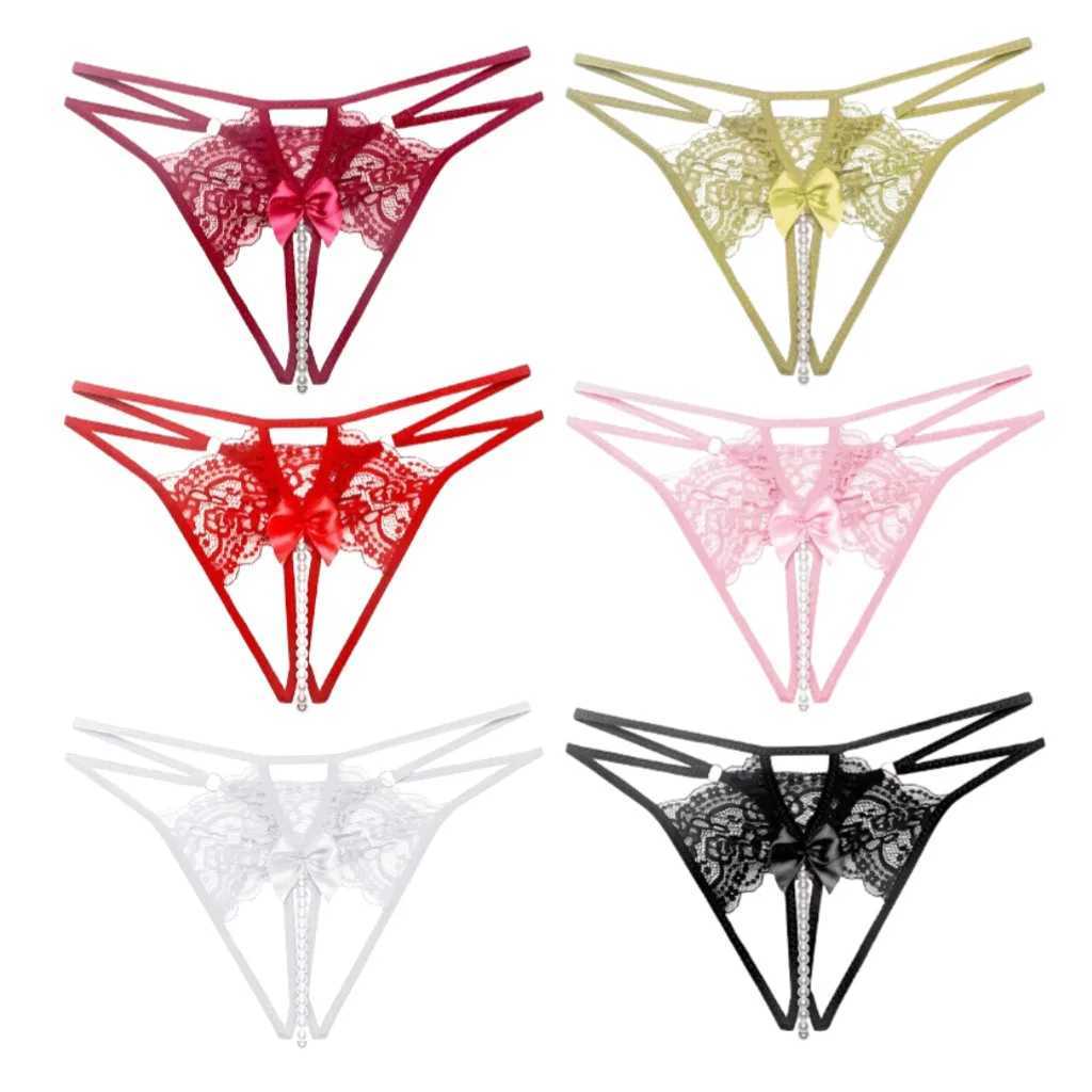 Lace Beading Womens Panties Thongs G Strings Bow Sexy Lingerie 1/2/3Pcs Transparent Underwear Lingeries Sexy Female LenceriaXJ250103