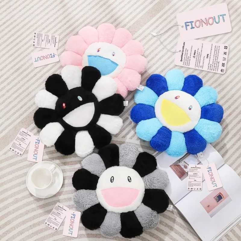 Cozy Sunflower Plush Cushion Cute Flower Face Stuffed Cushion Colorful Rainbow Floor Pillow Sofa Decorative Bedroom AccessoriesXJ250102