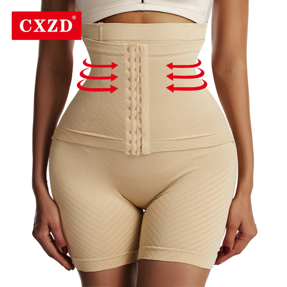 Women Firm Tummy Control with Hook Butt Lifter Shapewear Panties High Waist Trainer Body Shaper Shorts Female Slimming fajas 241214