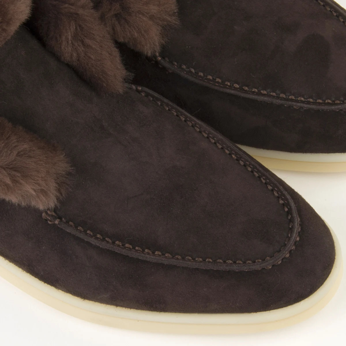Donnain Wool Fur Mocassin Shoe Natural Suede Flat Loafers Slipon Winter Boots Plus Size 4142 for Women 241225