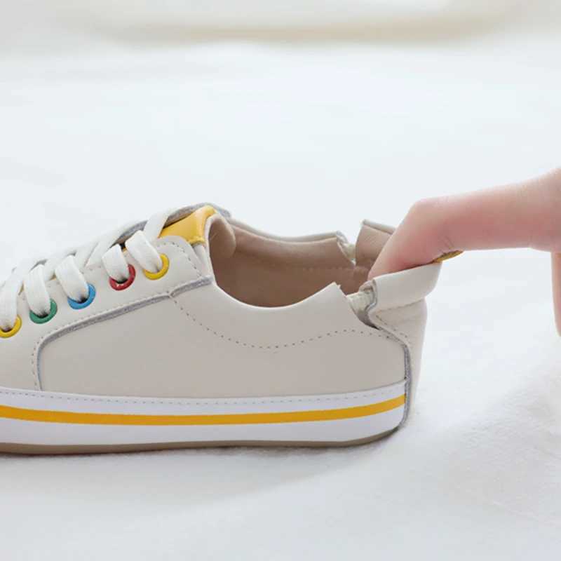 Spring genuine leather childrens casual shoes genuine leather colored boys apartments jeans cute baby girls shoes first mover M250103