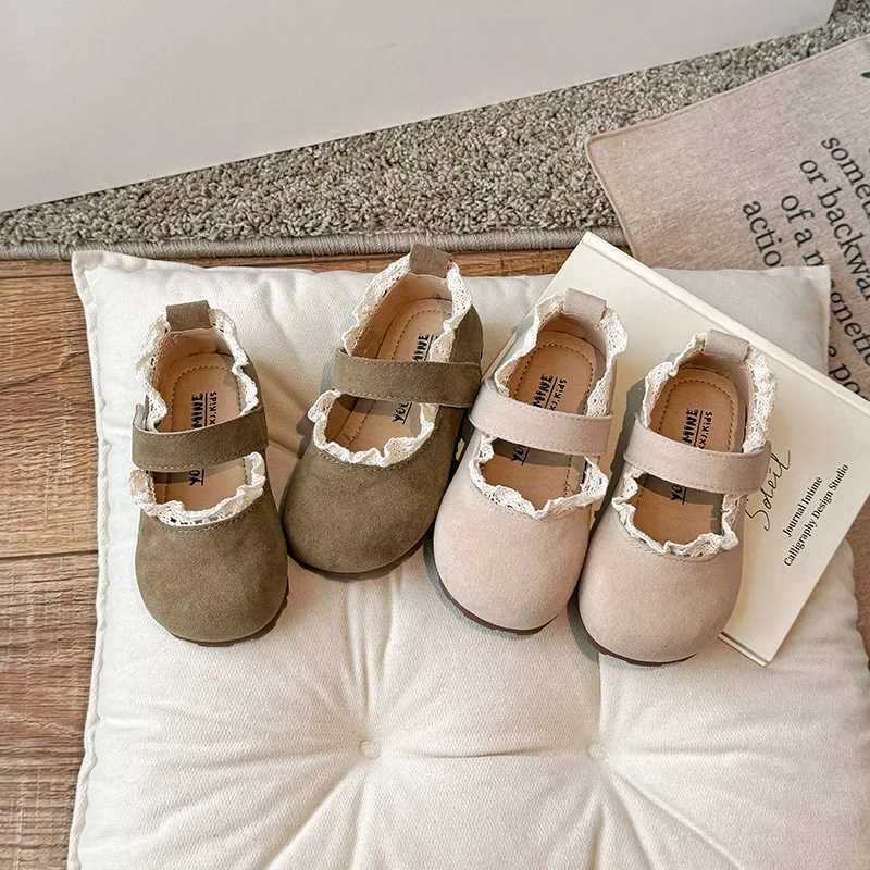 Soft hook and loop anti slip childrens single shoes autumn childrens flat shoes shallow pleated edges childrens princess shoes M250103