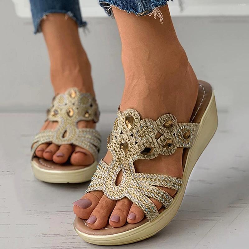 Sandals Summer Crystal Shoes Peep Toe Flat Designer Women 2025 Ladies Boho Slides Slippers atos Mujer zhanyishengli
