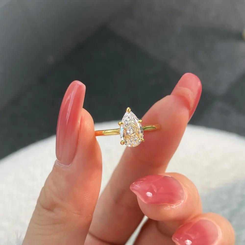 Karachis Japan and South Korea S925 sterling silver ring high-end pear shaped zircon exquisite fashion jewelry 250102