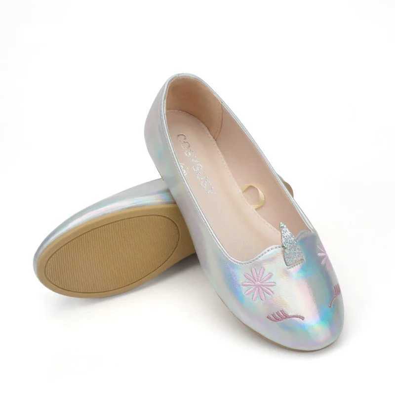 Girl unicorn leather shoes childrens flat shoes fashionable childrens princess shoes party wedding simple soft spring and autumn M250103