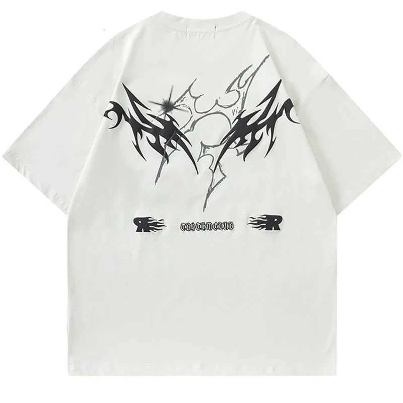 Hip Hop Oversized T Shirt Men Harajuku Letter Graphic Print Punk Gothic Tshirt 2023 Fashion Summer Cotton Loose Tee Shirts TopsXJ240102