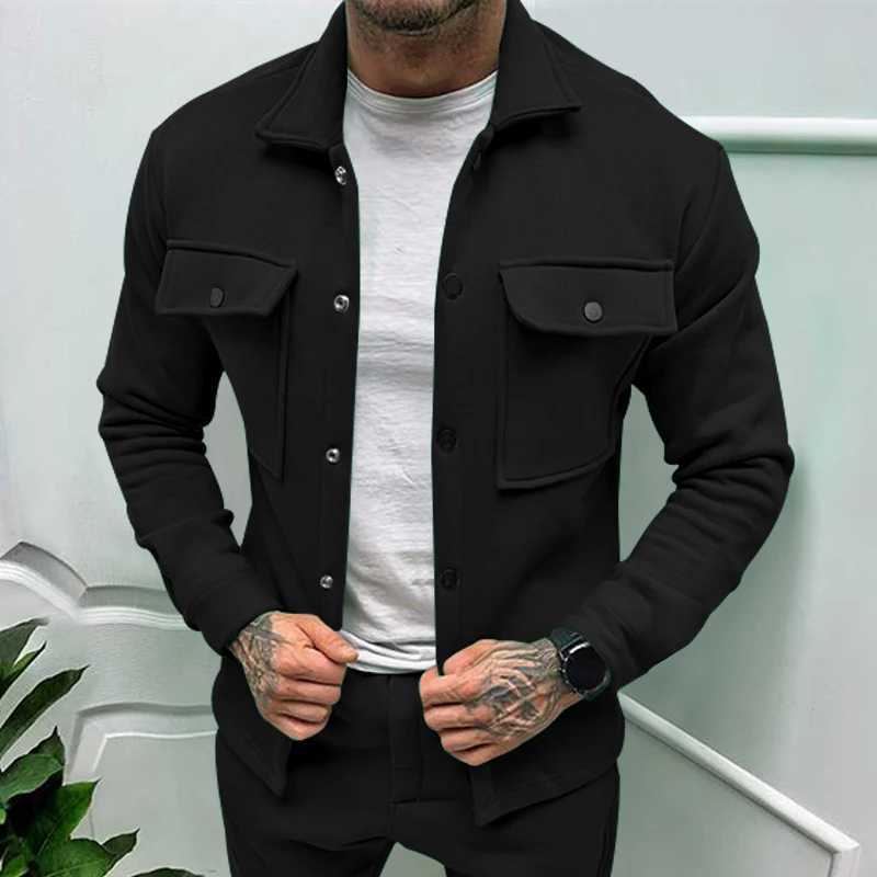Mens retro style button up shirt jacket W250103