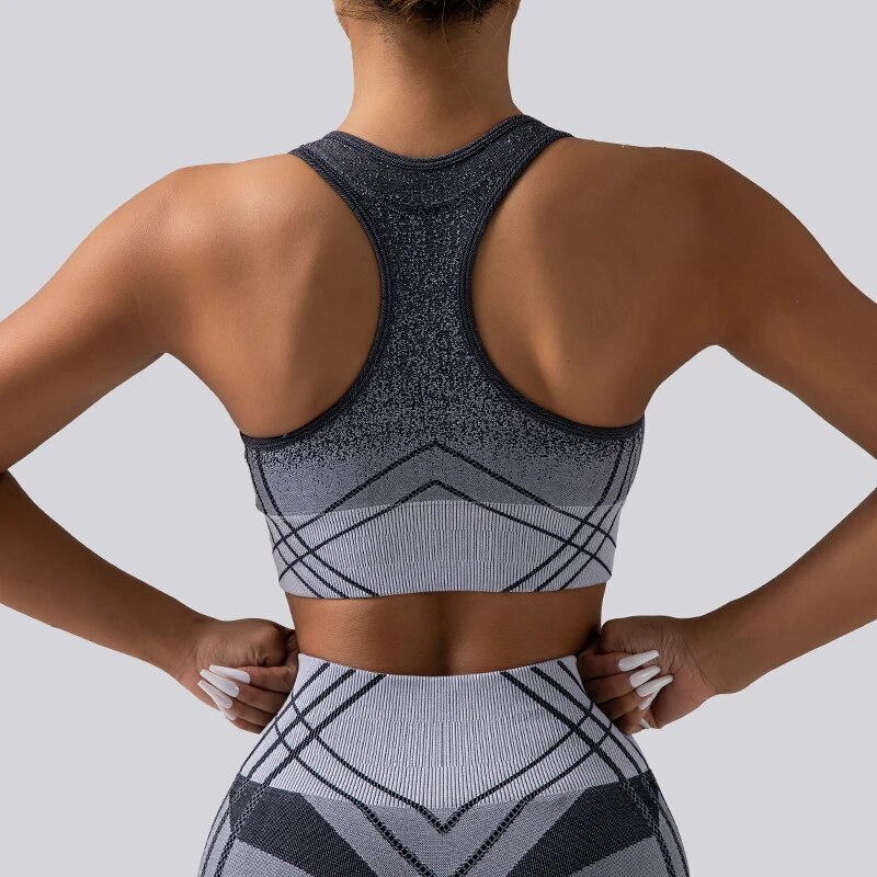 New Women's Seamless Yoga Suit 2-Piece Bra+Long Pants Waist Fiess High Elastic Sports Tank Top