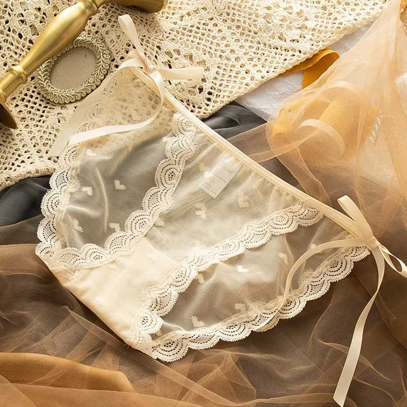 Womens Lace Bow Panties Comfort Hollow Out Briefs Heart Underwear Woman Sexy Pantys Intimates Underpants M L XLXJ250103