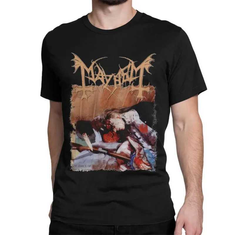 Rock Mayhem band vintage punk mens T shirt death metal hipster tee shirt short sleeve round neck T-shirt pure cotton clothesXJ240102