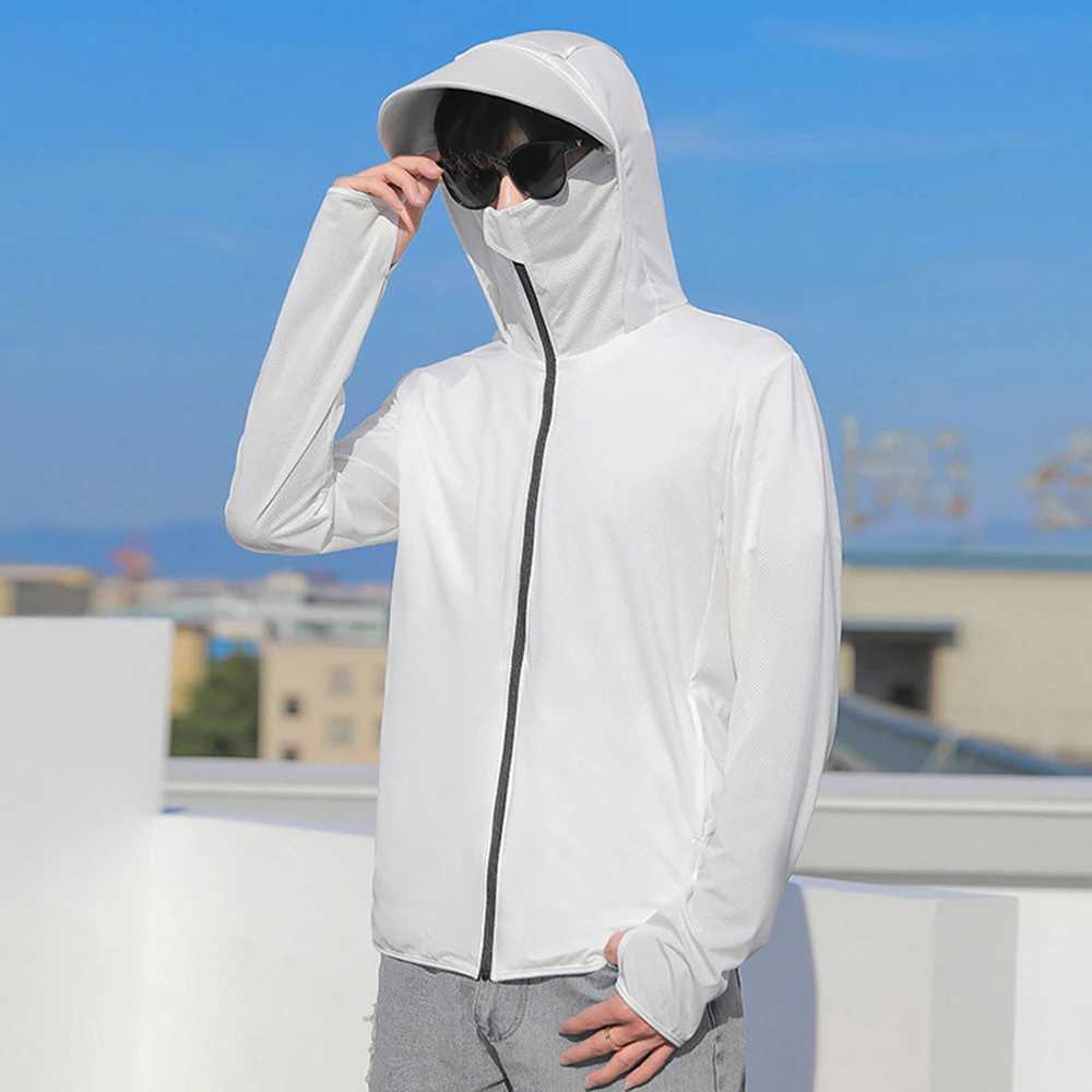 Summer Mens UPF 50+Sunscreen Clothing Fashion Solid Color UV Sunscreen Jacket Outdoor Fishing Hoodie M-3XL W250103