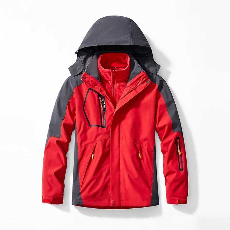 Spring and winter mens waterproof jacket jacket two-piece set mens and womens thick warm windproof camping and hiking clothes W250103