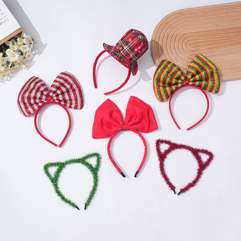 New European and American Christmas Hair Clip Butterfly Tie Hair Band Cat's ears Steamed cat-ear shaped bread Headwear Cartoon Children's Cu
