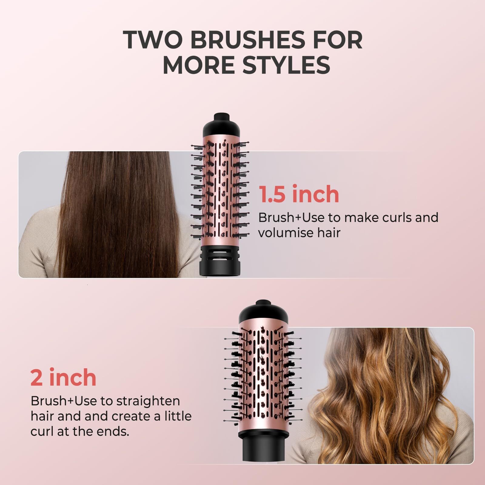 Hair Dryer 3-In-1 Round Spin Set 2 Detachable Auto Rotating Curg Brush Hot Air Styler