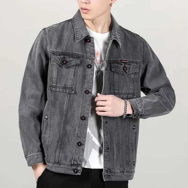 Spring and autumn denim jackets mens casual workwear new trend high-end feel mens jackets regular length W250103
