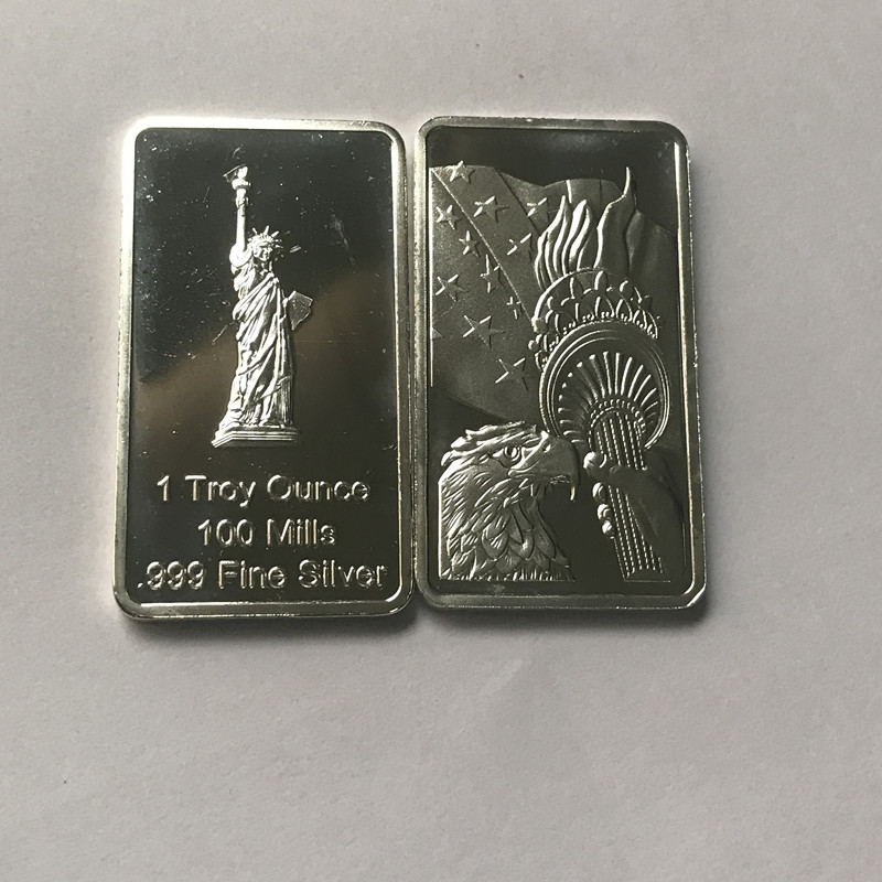 5 pcs Magnetic American statue 1 OZ silver plated ingot eagle head badge 50 mm x 28 mm collectible decoration bars