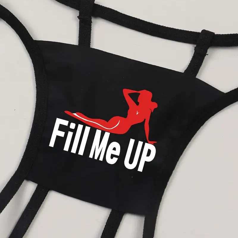 Hot selling womens sexy letter printed thong underwear open crotch underwear womens crotch underwear G-strings W250103