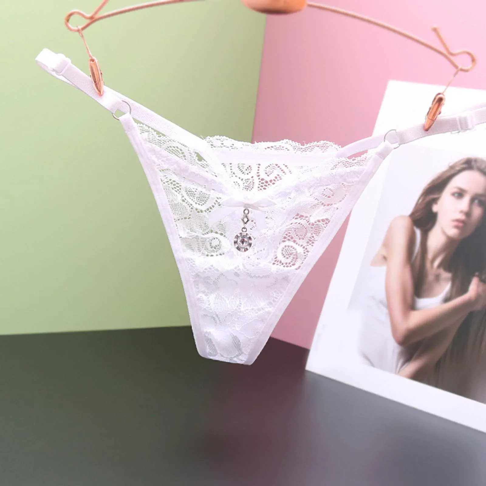 Womens cotton underwear plus size womens transparent lace thong adjustable waist bow net sexy seamless underwear Calcinhas Feminina W250103