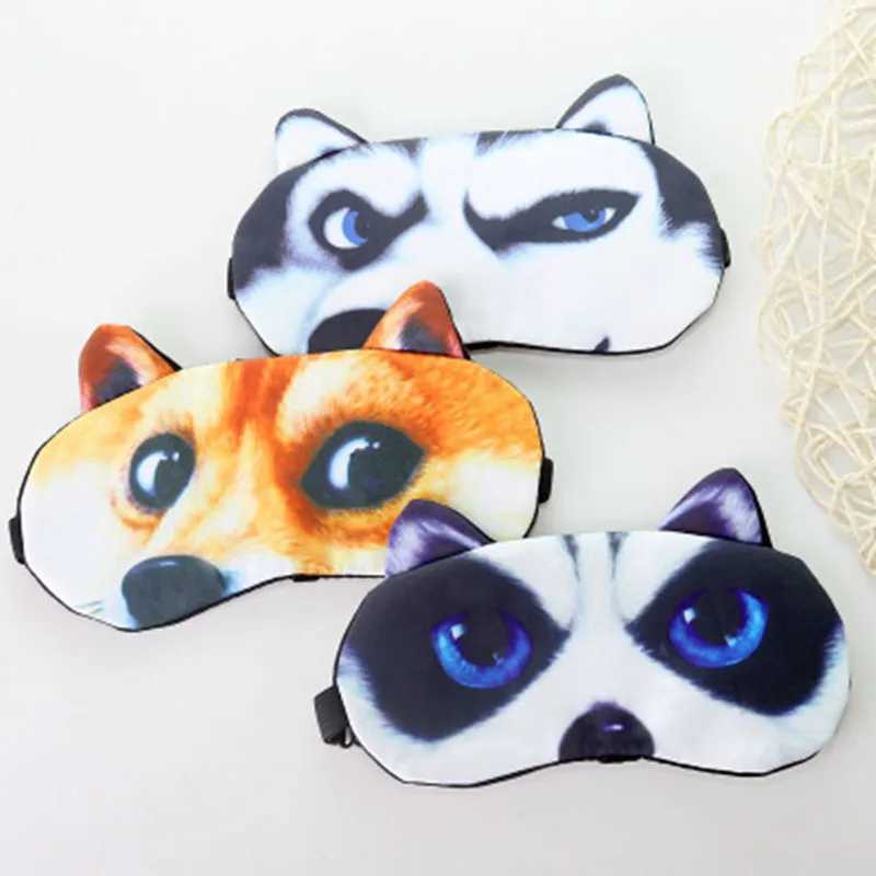 1PCS 3D Sleeping Mask Cute Cartoon Cat Dog Sleeping Eye Mask Eyeshade Cover Soft Portable Animal Blindfold Eyepatch Eye CoverXJ250103