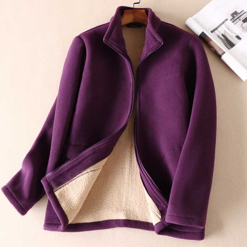 Winter new womens plus size mother polar wool sweater middle-aged and elderly short zipper jacket womens coat 5XL M250103
