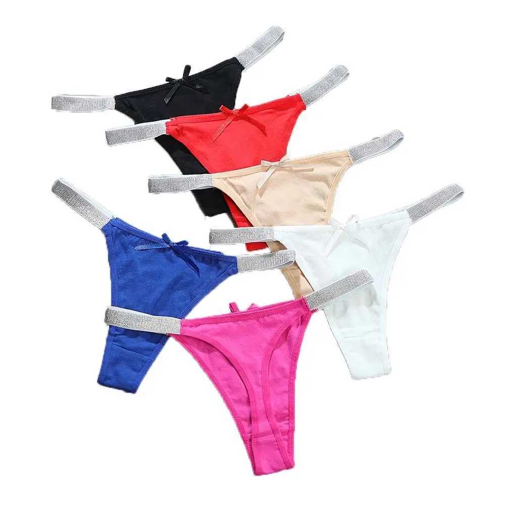 Comfortable low waisted bow underwear thin waistband bow womens underwear lingerie sexy cotton thong W250103