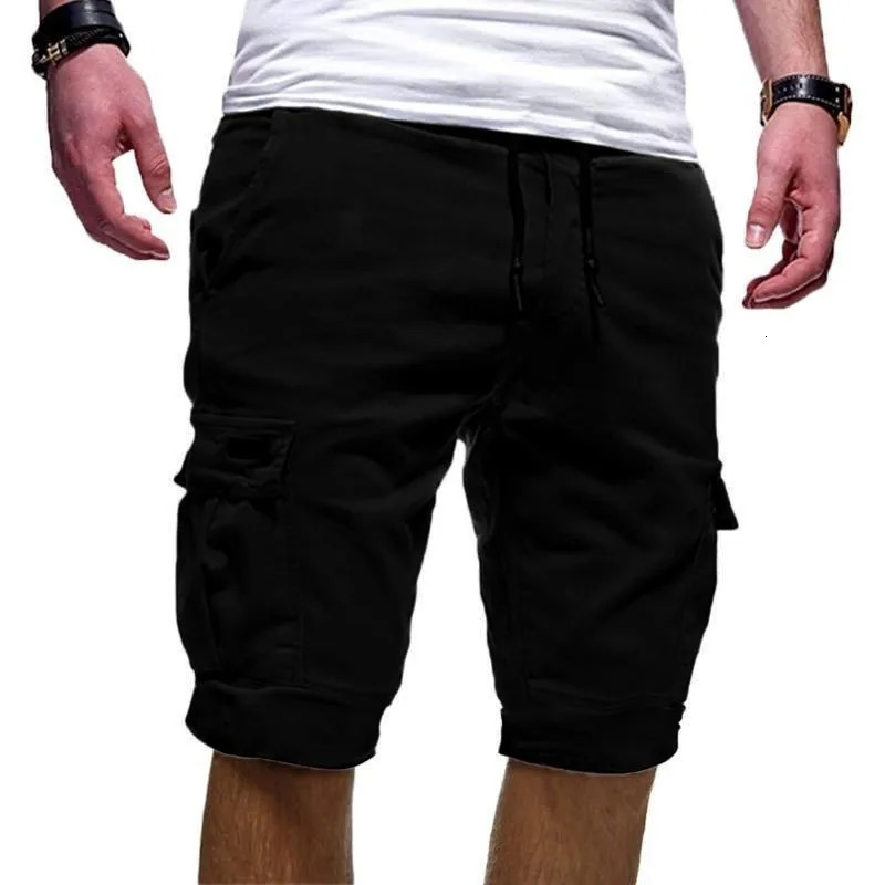 Summer Y2K Harajuku All Match Trousers Solid Color Streetwear Elegant Fashion Half Pants Multi Pocket Shorts Mens Clothing 250103