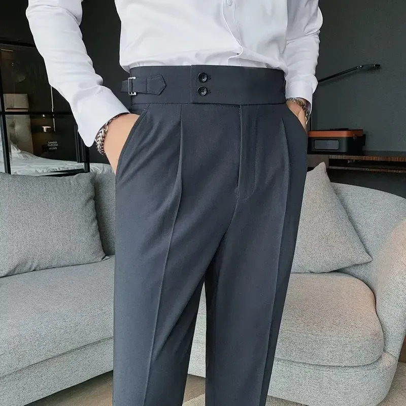 Nadir Coffee Color Mens Trousers Classic Trendy Paris Button Single Pleat Slims Smooths Your Silhouette Business Casual Pants 250103