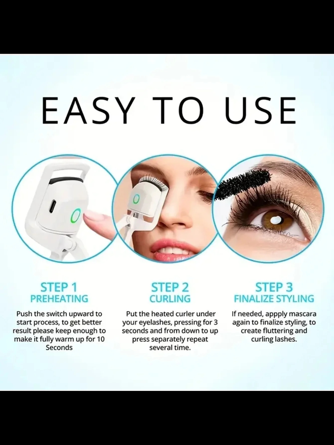 Electric Eye Lash Perm Eyelash Curler with 3 Levels of Temperature Control 241226