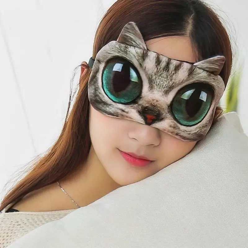 1PCS 3D Sleeping Mask Cute Cartoon Cat Dog Sleeping Eye Mask Eyeshade Cover Soft Portable Animal Blindfold Eyepatch Eye CoverXJ250103