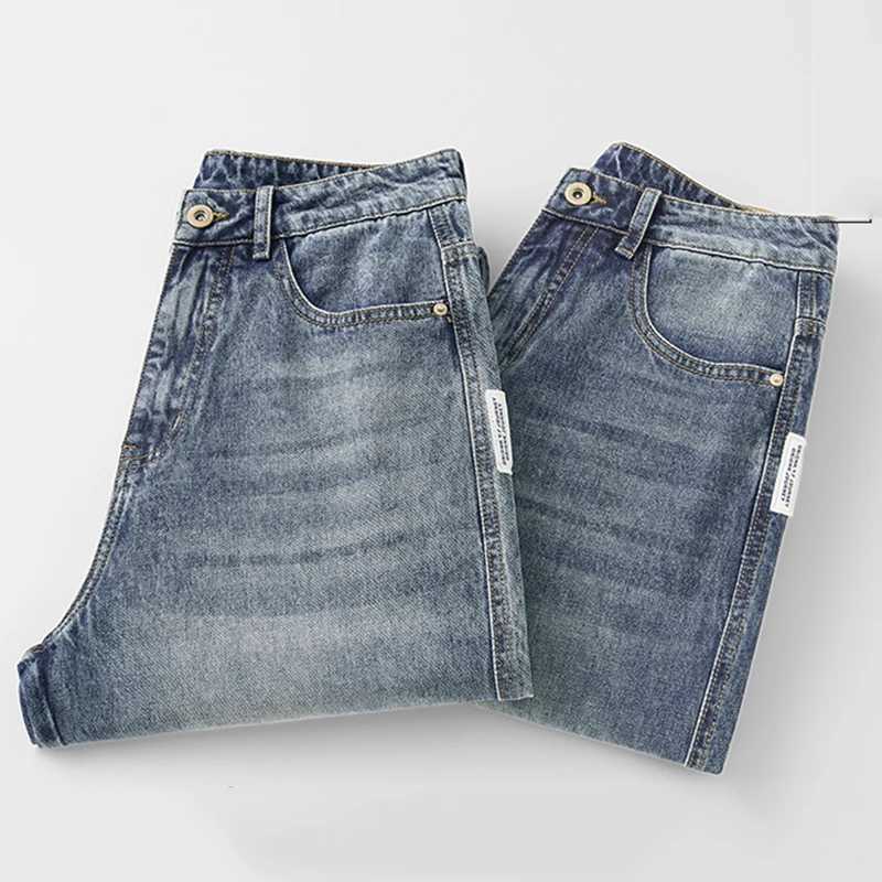 Wide leg fashionable denim jeans for summer and autumn high-quality casual pants for men thin pants loose fit W250103